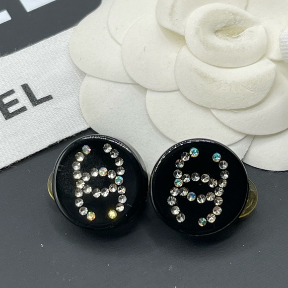 CHANEL Jewelry - Chanel Rhinestone Resin Coco CC Logo Earrings